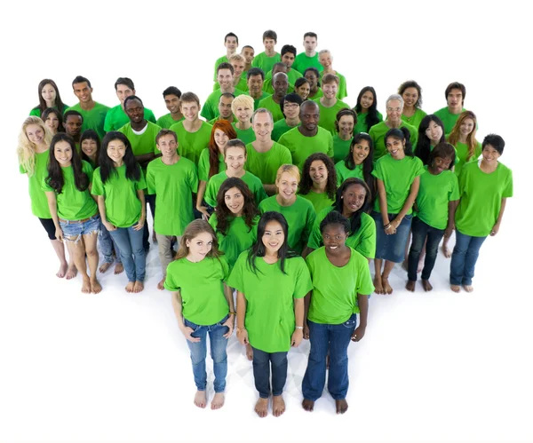 Groupes de personnes en couleur verte — Photo