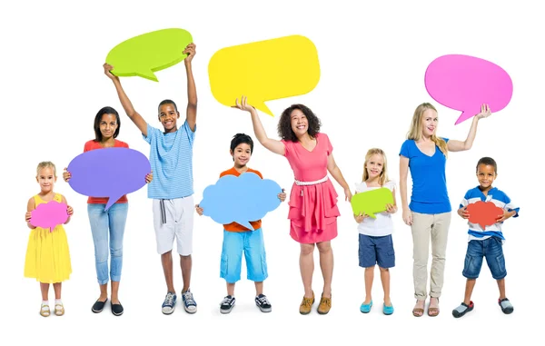 People with speech bubbles — Stock Photo, Image