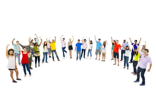 Multi-ethnic group of young people standing in curve — Stock Photo, Image