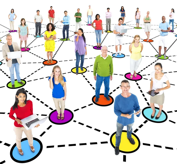 İnsanlar ve sosyal ağ ve bağlanma kavramı — Stok fotoğraf