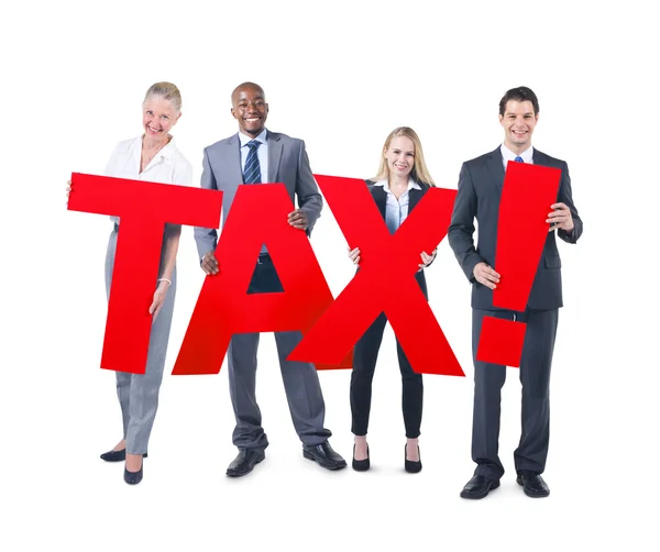 Gente de negocios Holding word Tax — Foto de Stock