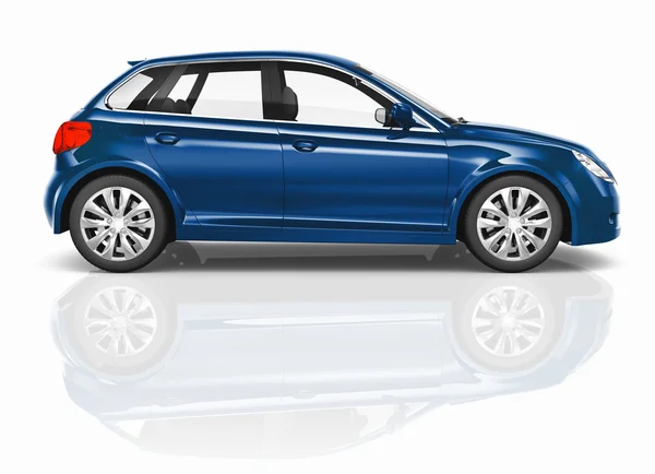 Μπλε 3d απεικόνιση αυτοκίνητο Hatchback — Φωτογραφία Αρχείου
