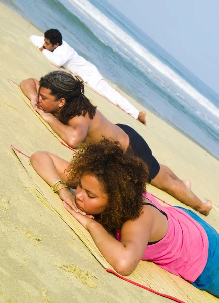 Yoga class lying face down — Stock Photo, Image