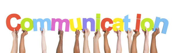 Arms Holding Word Communicatioin — Stock Photo, Image