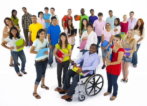 Large group of multi-ethnic young people — Stock Photo, Image