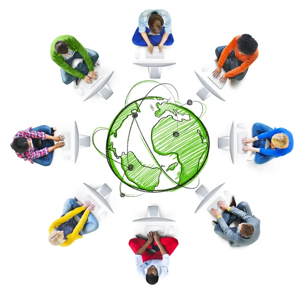 People and Computer Network Concepts — Stock Photo, Image