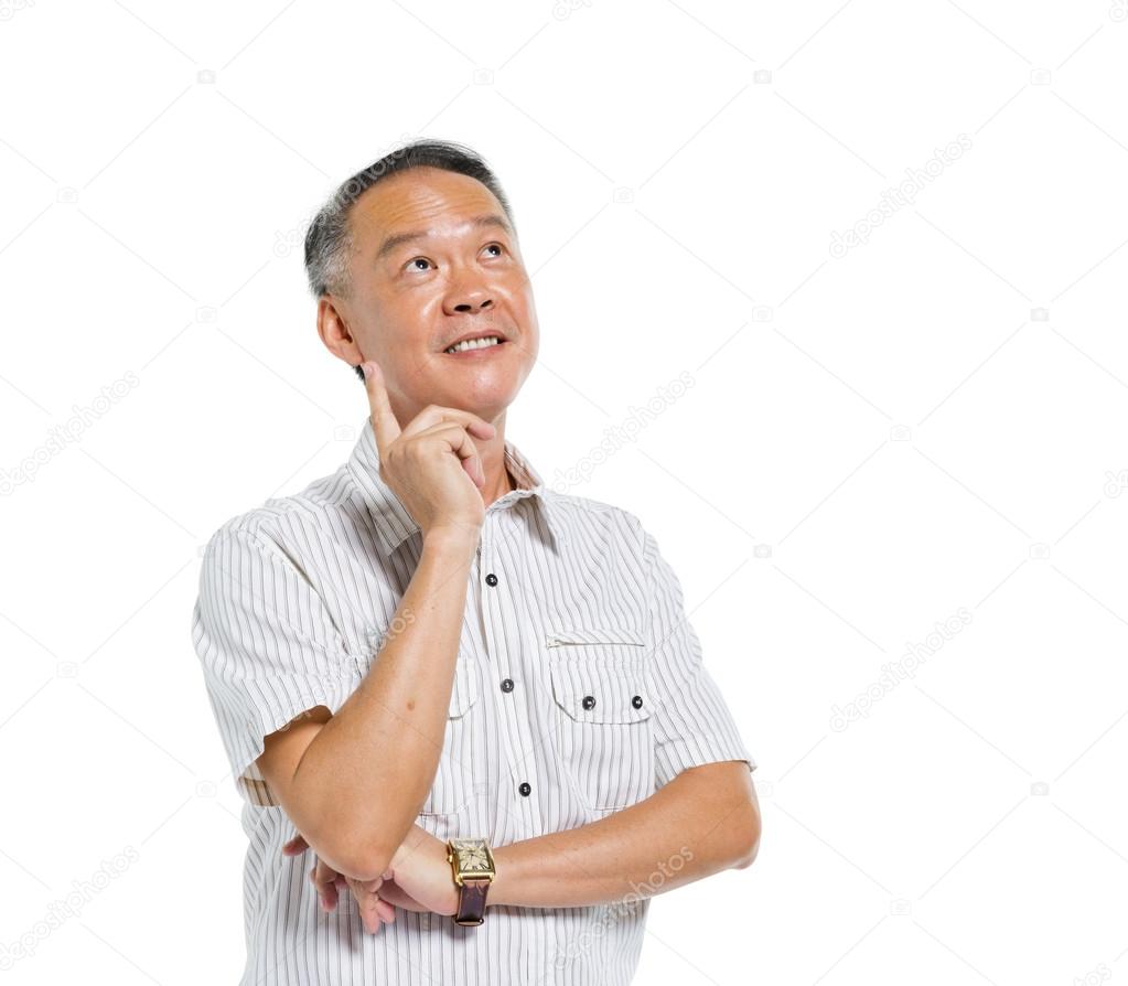 Mature Asian Man Thinking