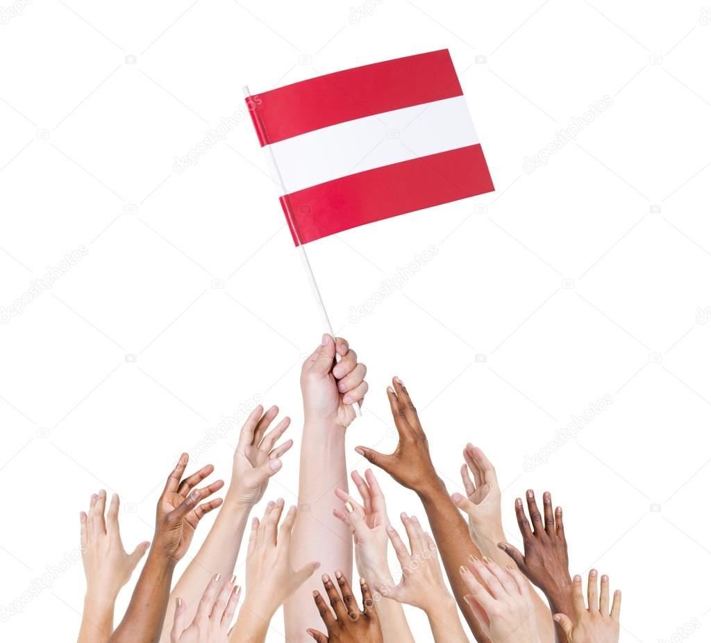 Arms Raised for Flag of Austria