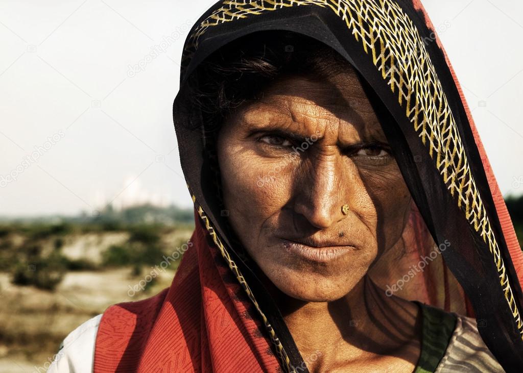 Indian woman looking at camera