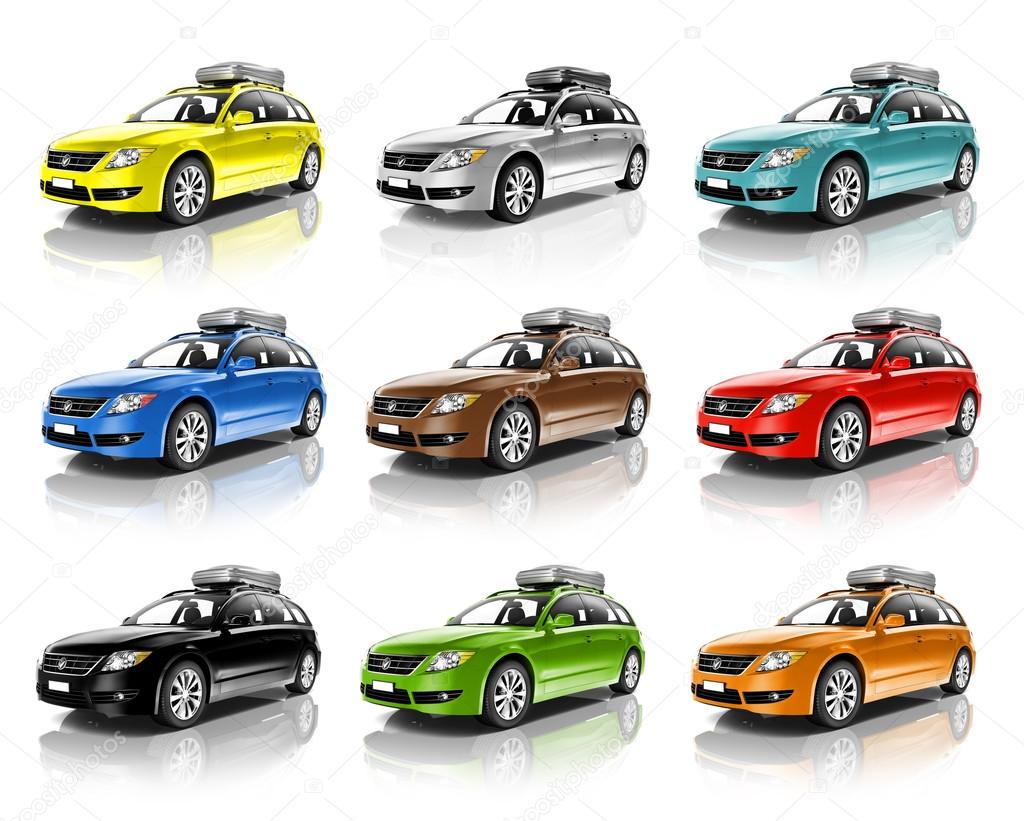 Collection of Colorful 3D Family Cars