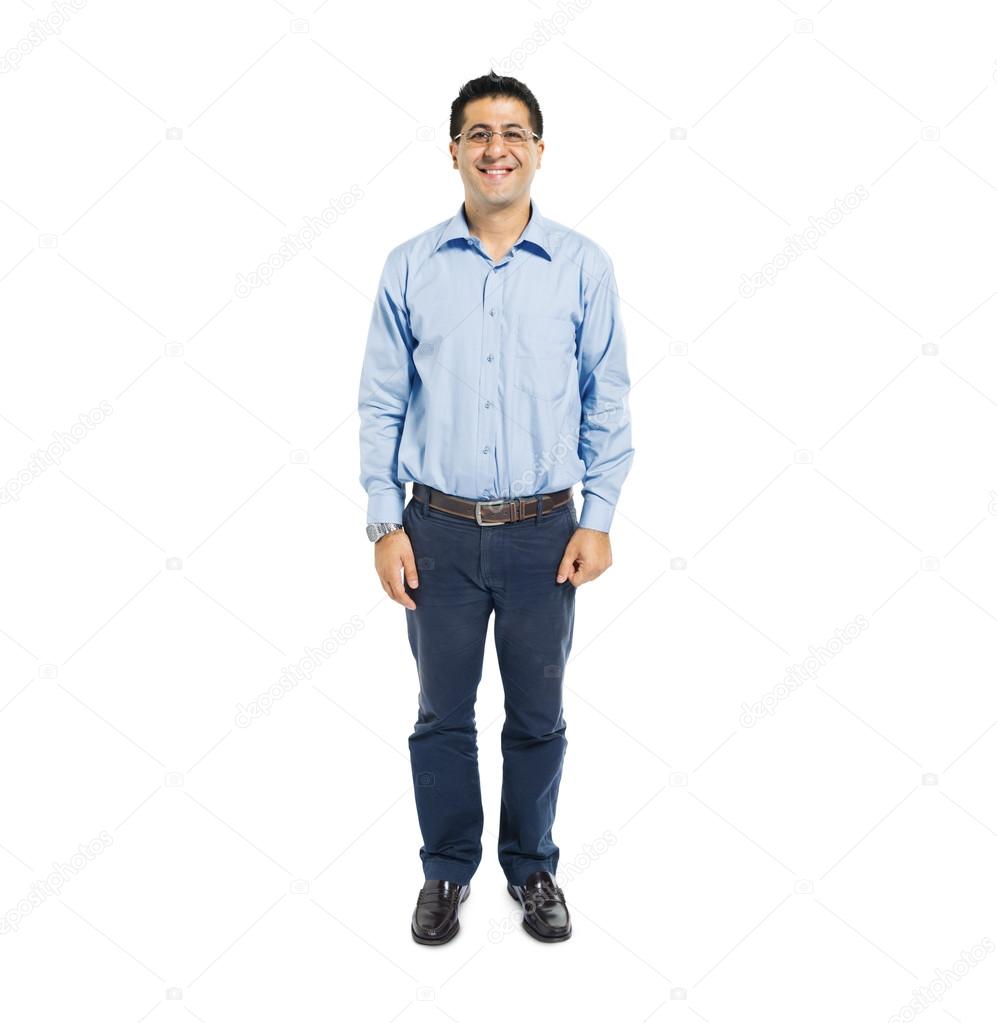 Confident Man Standing and Smiling