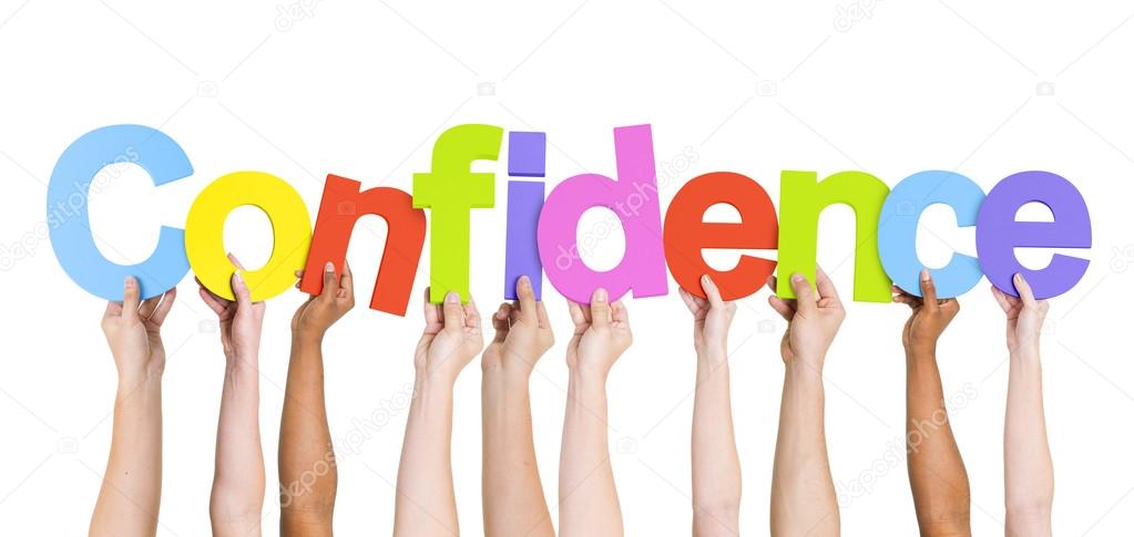 People Holding word Confidence