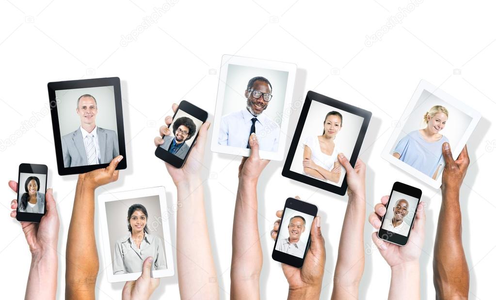 Potraits of Diverse People On Digital Devices