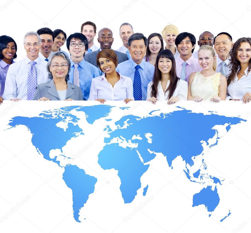Business People with World Map