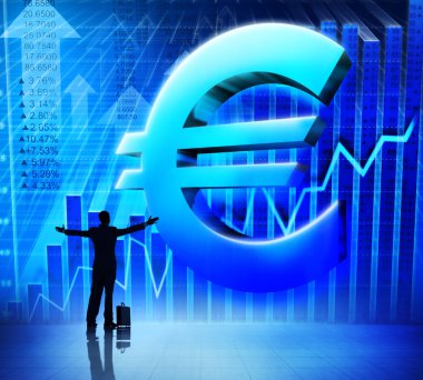 İşadamı ve başarı Euro simgesi