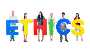 People holding letters 'ETHNICS'