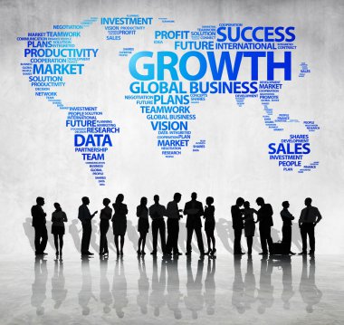 İş adamları haritacılık önünde