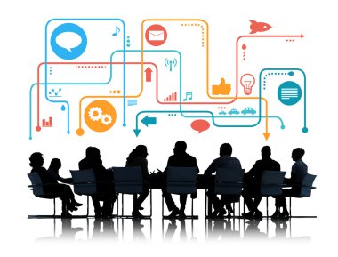 İş adamları ile Sosyal Medya simgeler