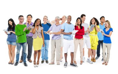 Diverse People Using Digital Devices clipart