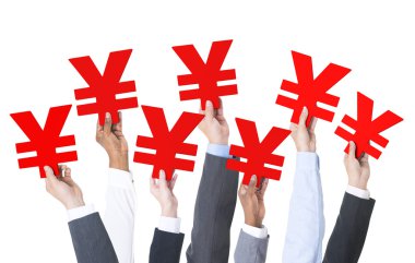 Yen işareti holding iş adamları