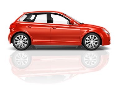 parlak kırmızı sedan