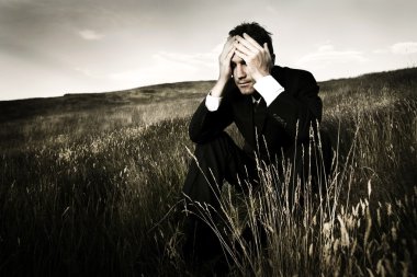 hayat hakkında depresyonda işadamı