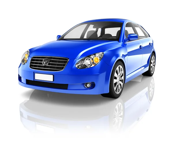 Blauwe sedan auto — Stockfoto