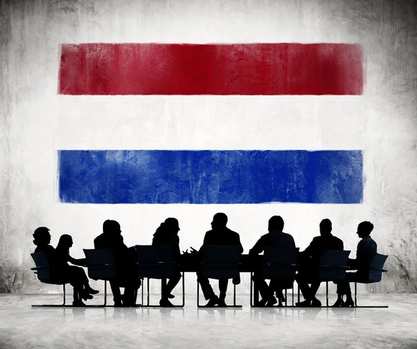 Business People with Flag of Netherlands — Stock Photo, Image