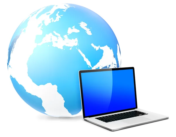 Global networking with laptop — Stock Photo, Image