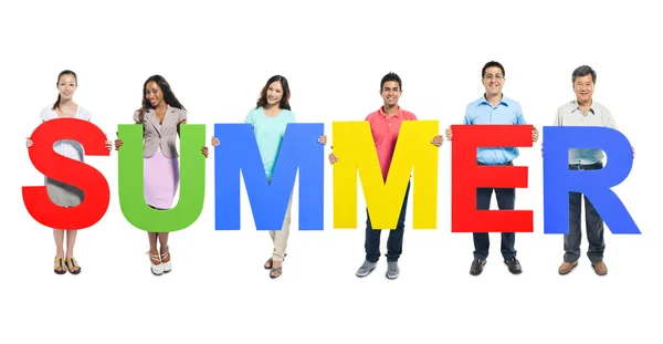 People holding 'SUMMER' letters — Stock Photo, Image