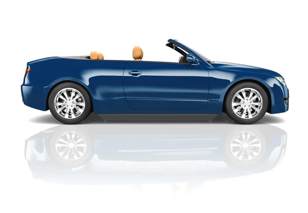 3D obrázek modré kabrioletem — Stock fotografie