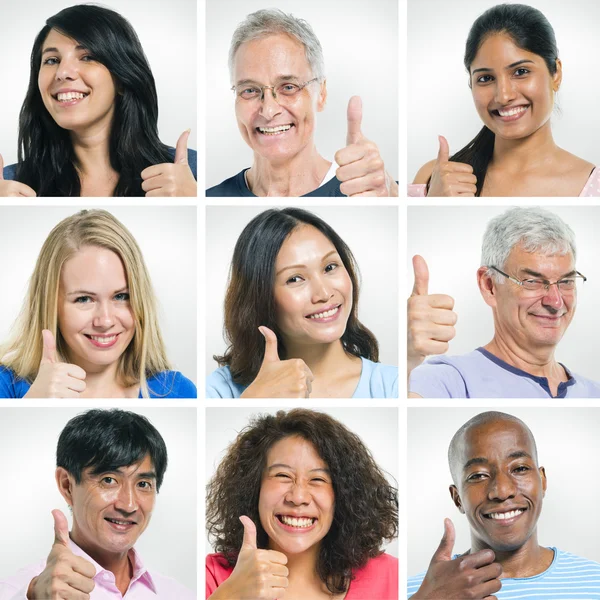 People Pointing Their Thumbs Up — Stock Photo, Image