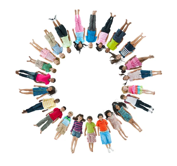 Multi-Ethnic Children Lying Down Forming Circle — Stock Photo, Image