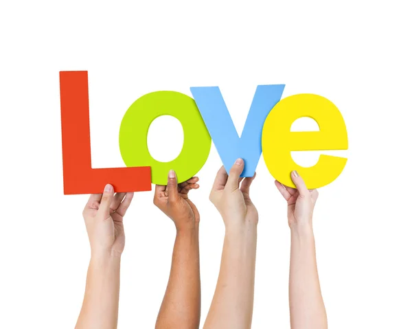 People Holding Word Love — Stock Photo, Image