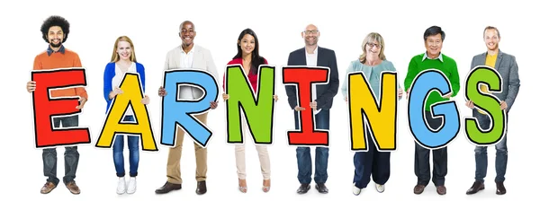 Group of People Holding Earnings Letter — Stock Photo, Image