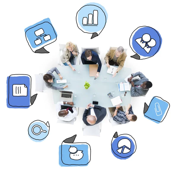 Business People in Meeting con i Simboli — Foto Stock