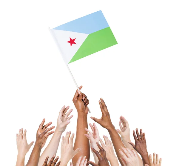 People holding flag of Djibouti — Stock Photo, Image