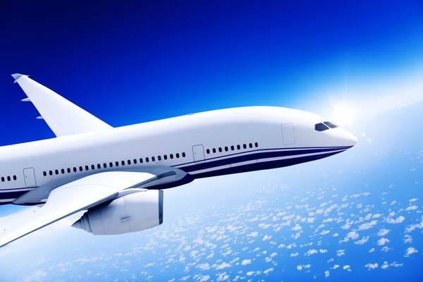 Avião a meio do ar — Fotografia de Stock