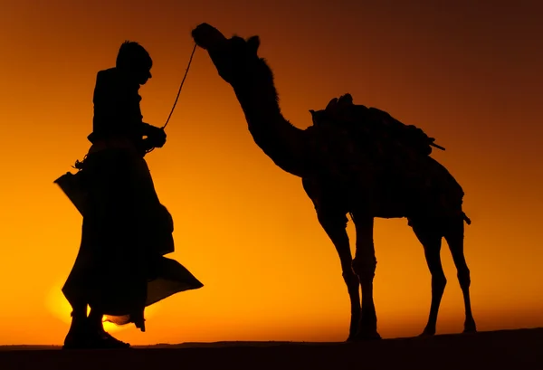 Hintli adam onun deve ile — Stok fotoğraf