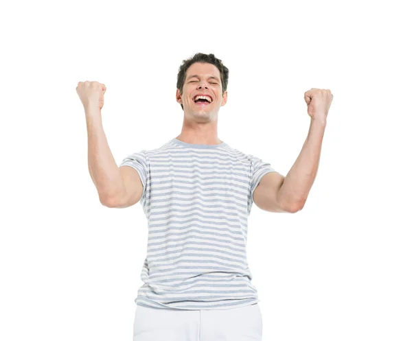 Cheerful Casual Man Celebrating Victory — Stock Photo, Image