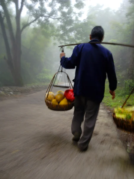 Chinese man on way to market — Stock Photo, Image