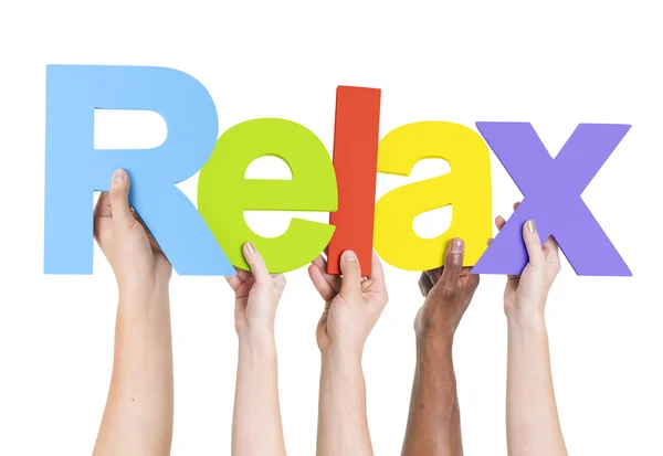 Arms Holding Text Relax — Stock Photo, Image