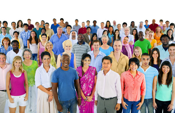 large multi-ethnic group of people