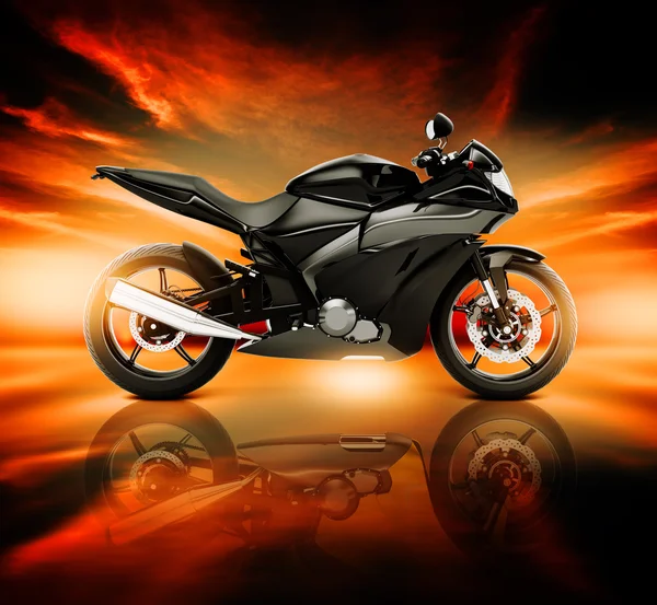 Motorrad mit Skyline-Horizont — Stockfoto