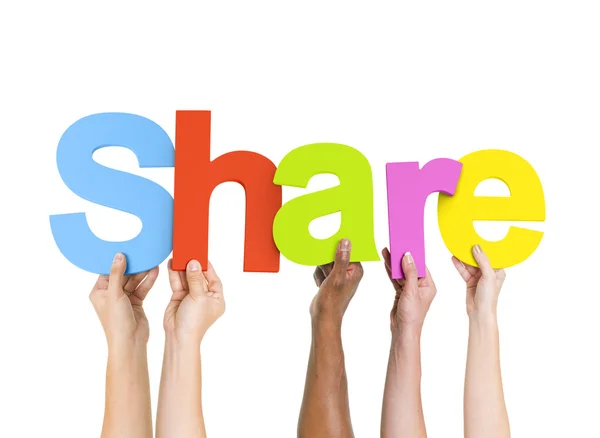 Persone in possesso di parola Share — Foto Stock