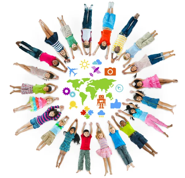 Group of Children Circle with Symbol — Stock Photo, Image