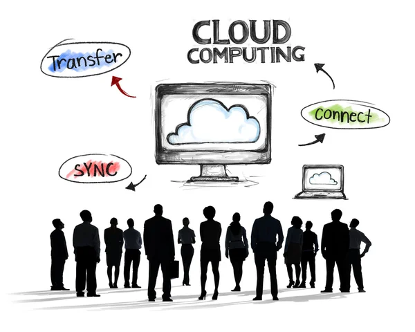 Επιχείρηση άνθρωποι και cloud computing — Φωτογραφία Αρχείου