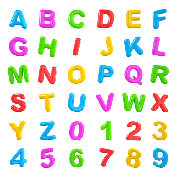 Alfabeto y número inglés multicolor — Foto de Stock