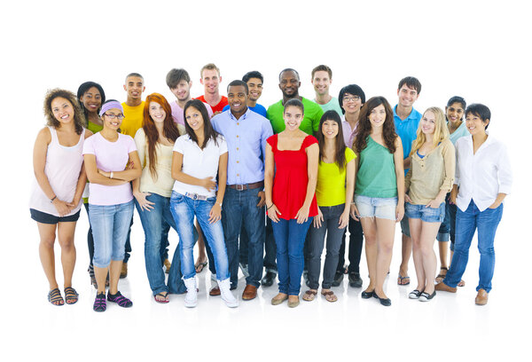 Large group of international students smiling