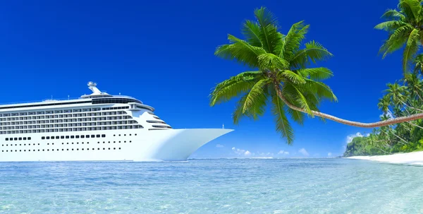 Cruise liner ve palmiye ağacı — Stok fotoğraf